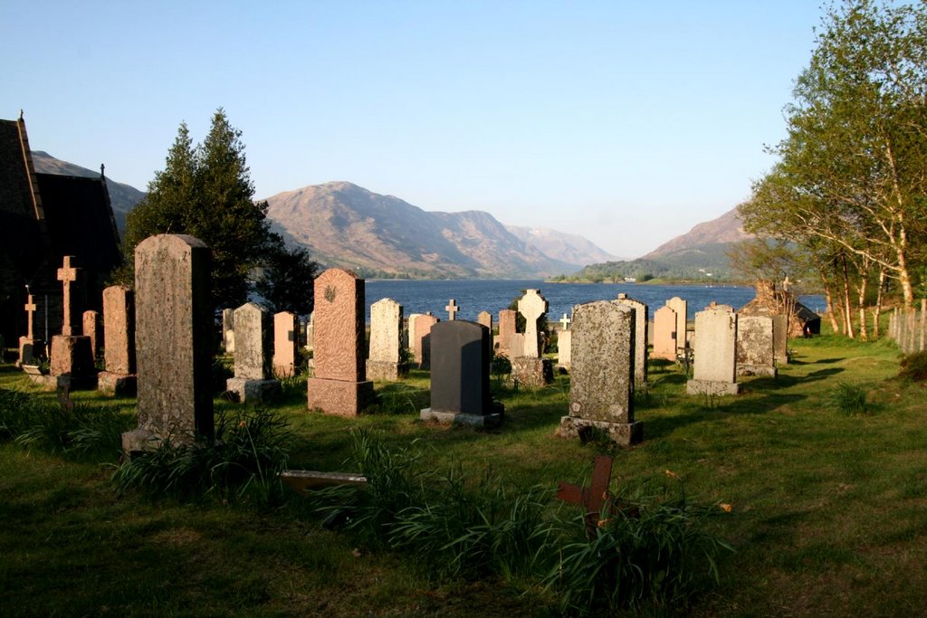 St John`s Church Yard looking towards Loch Leven, Ballachulish, 08.05.2008 by Jesper Berling