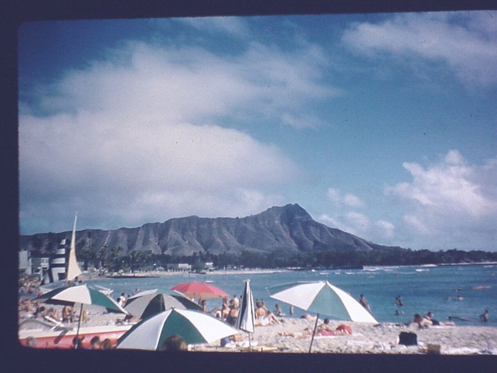 Waikiki Beach. Diamond Head.1960 by Joe Bonk