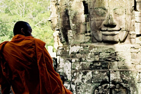 Cambodia- Monk Outside Temple. Angkor Wat,Siem Reap by yoav menachem