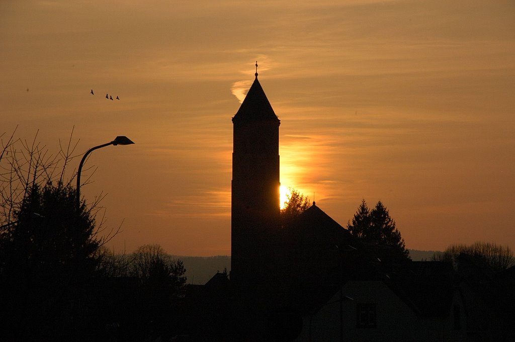 Evgl. Kirche zu Gerolstein / Sonnenuntergang by Edgar Holbach