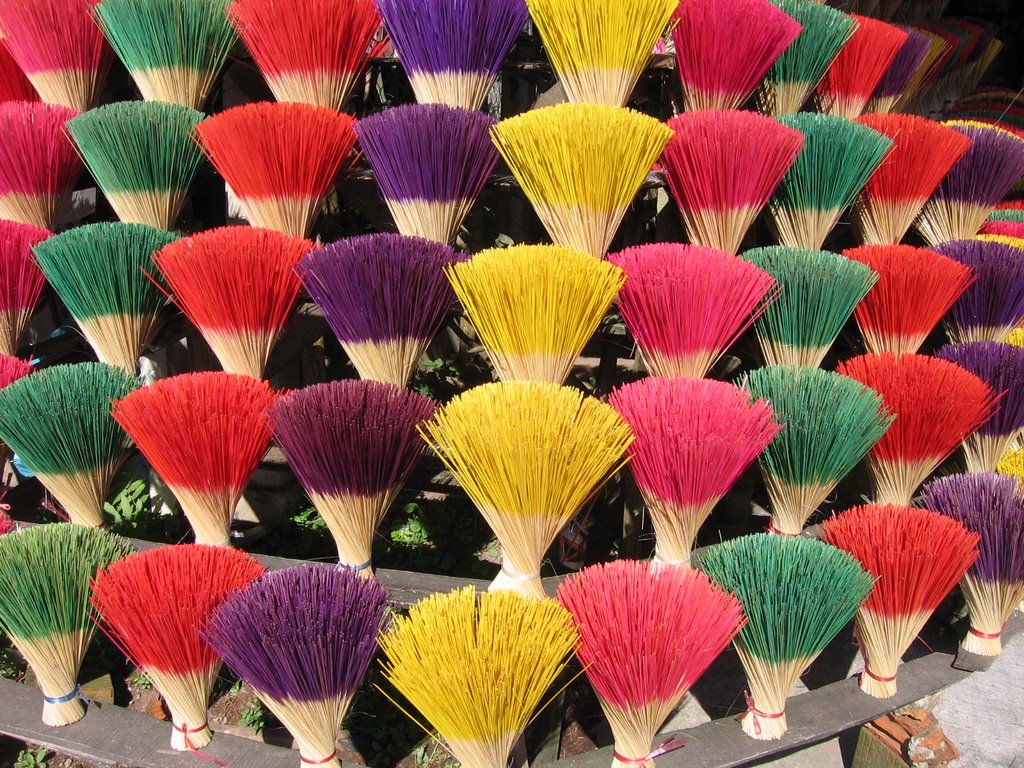 Drying incense stick at a family factory by dolev moti