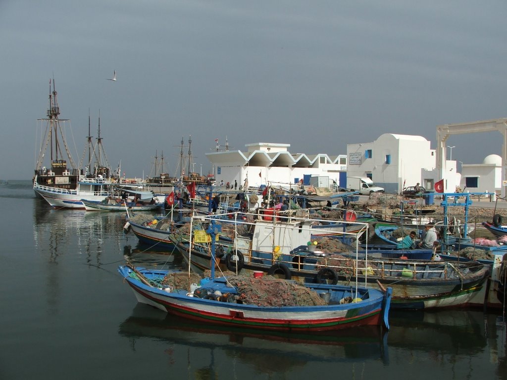 Fishing boats in harbour, Houmt Souk, Djerba by John Goodall