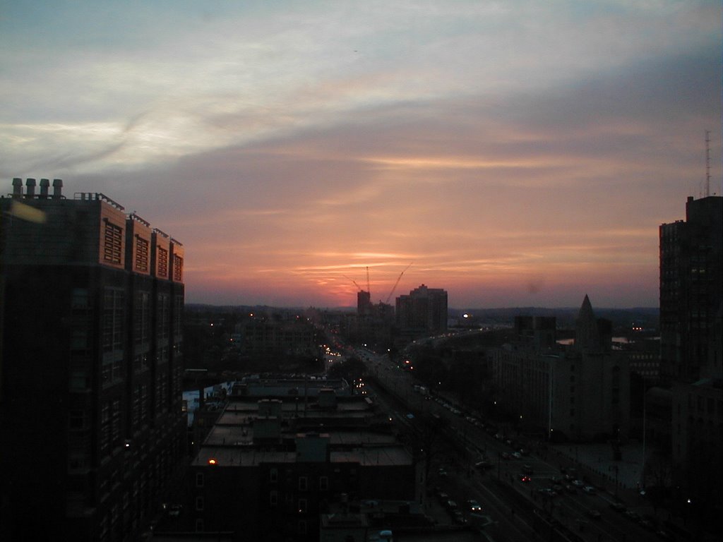 Sunset, Looking West from Warren Towers@BU, Spring 2003 by John Brock