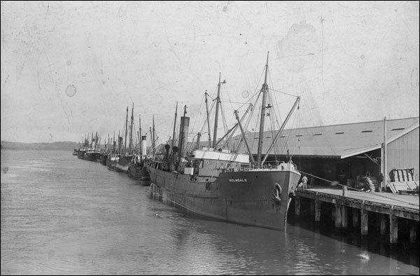 Shipping at town wharf Wanganui ca.1920's by stormbirdy