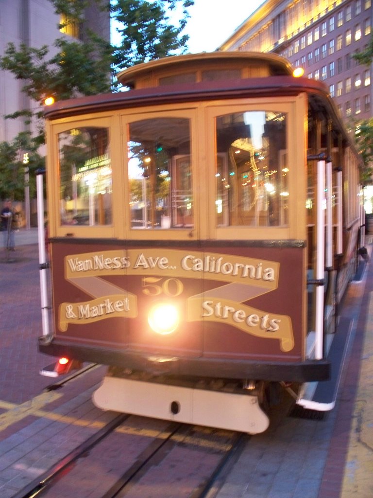 Cable car #50, Embarcadero end of California line, Financial district SF(6-2008) 2 by Ken Badgley