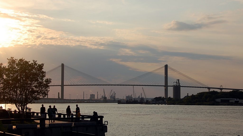 Sunset, Talmage Memorial Bridge from River Street by rickycharles