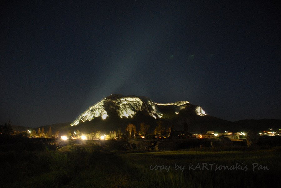 Acrocorinth enlightened night Ακροκόρινθος φωτισμένος τη νύχτα by Pan Kartsonakis