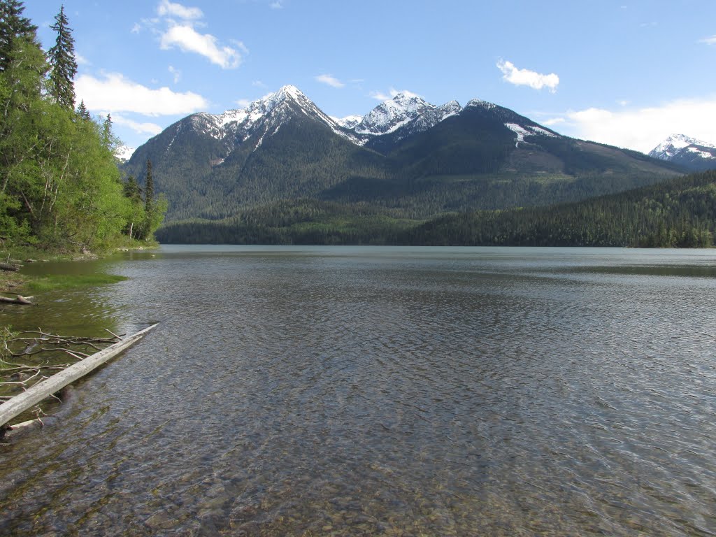 Gorgeous Mountain Vistas On Rippled Waters Of Mud Lake Near Blue River BC May '15 by David Cure-Hryciuk