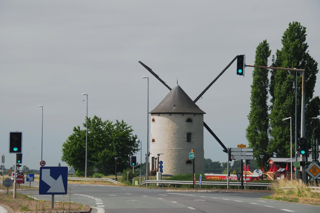 He characteristic traditional windmill at Artenay, as seen from the N20 from the North by Henk Monster