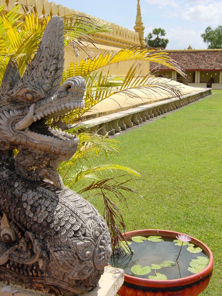 タートルアンの竜と緑　Dragon and green in That Luang,Viantiane Laos by a.oz