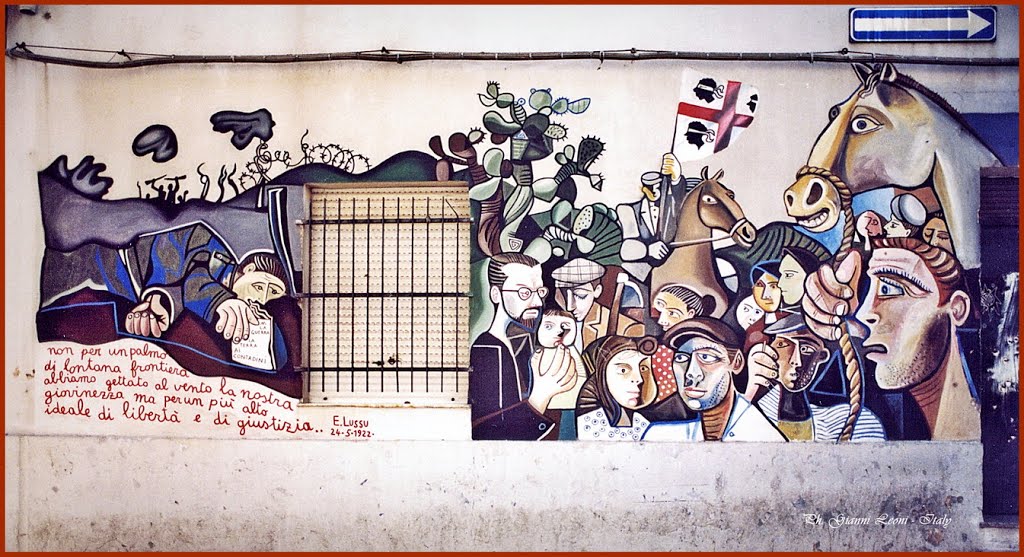 ITALIA - Orgosolo (NU - Sardegna). Murales: "Un' anno sull'altipiano" , Emilio Lussu. by antenoremalatesta