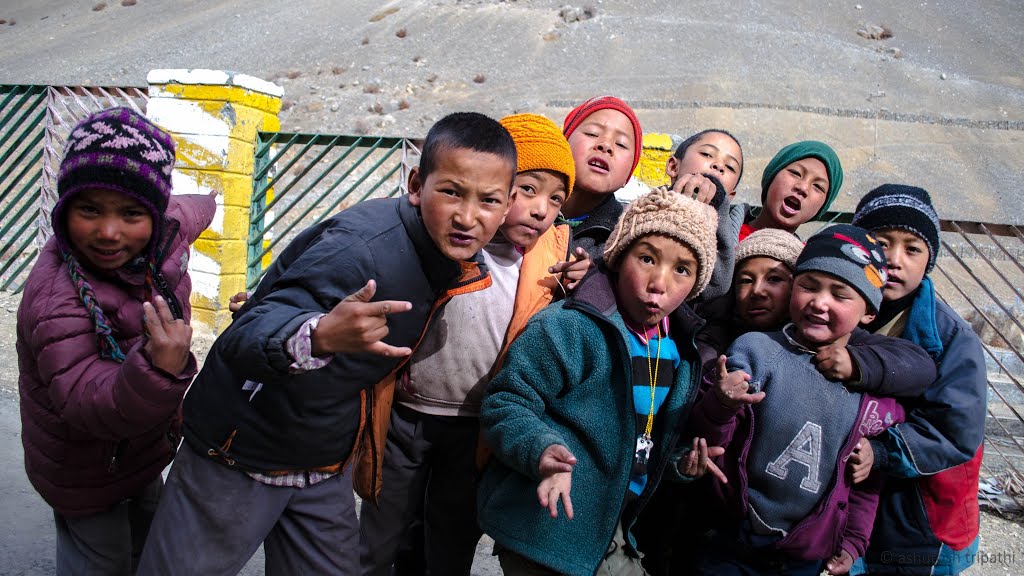 Kaza monastery Kids by Ashish Tripathi