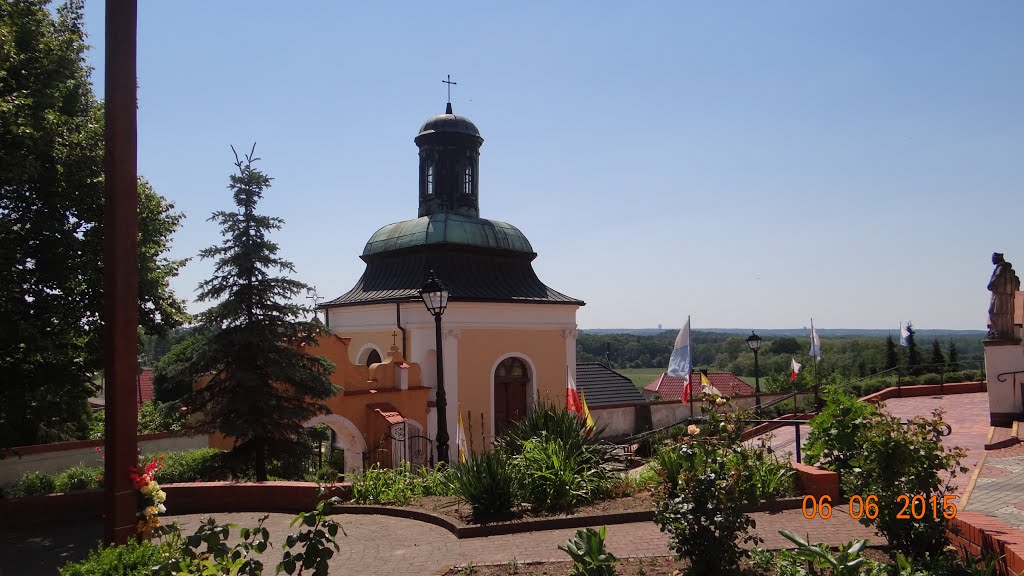 Grodowiec (niem. Hochkirch) – wieś w powiecie polkowickim - Sanktuarium Matki Bożej Jutrzenki Nadziei w Grodowcu - widok z wzgórza kościelnego by Andrzej Wacławek