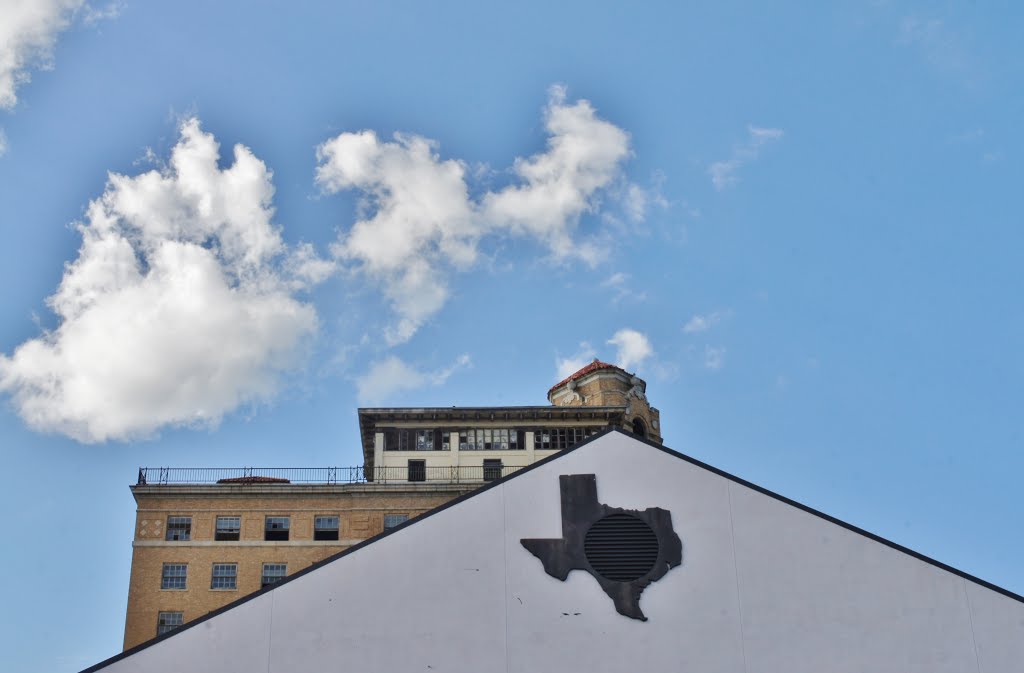 Baker Hotel and nearby business in Mineral Wells, Texas by Shiree Schade