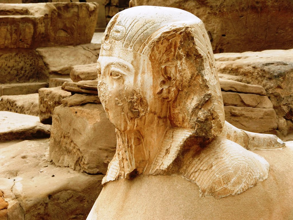 Karnak, vandalized statue of Thutmosis III by Florentine Vermeiren