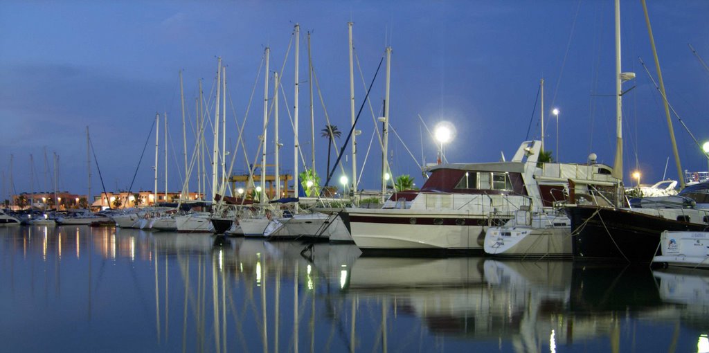 Puerto de Denia por la noche by Ksenia Glukhova