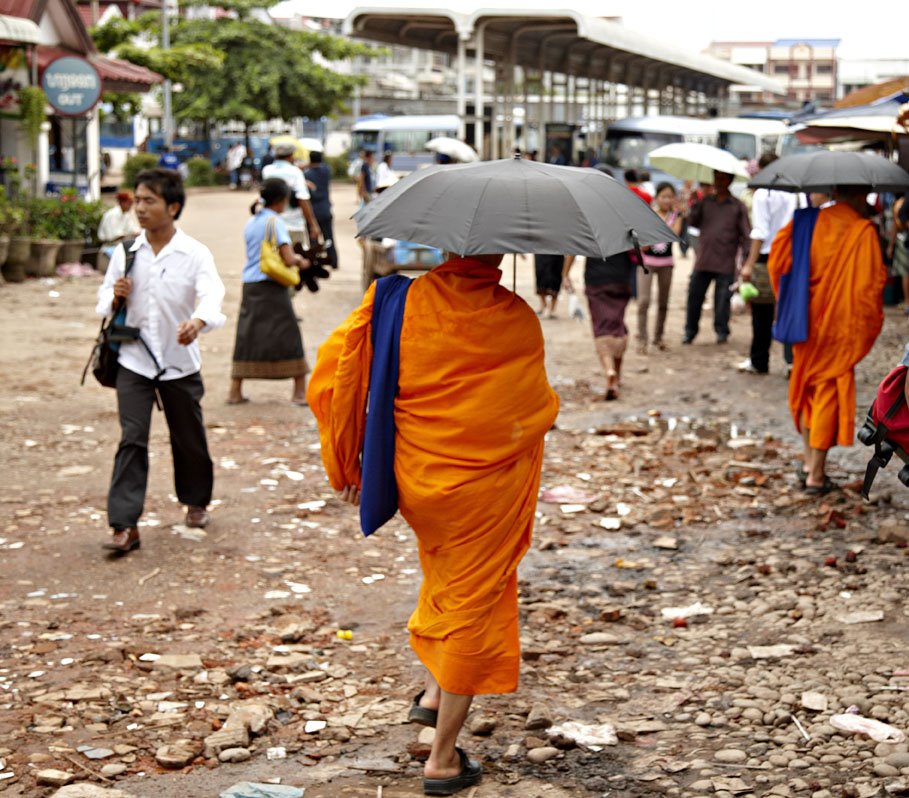 Monk at the busstation by Steven Witkam