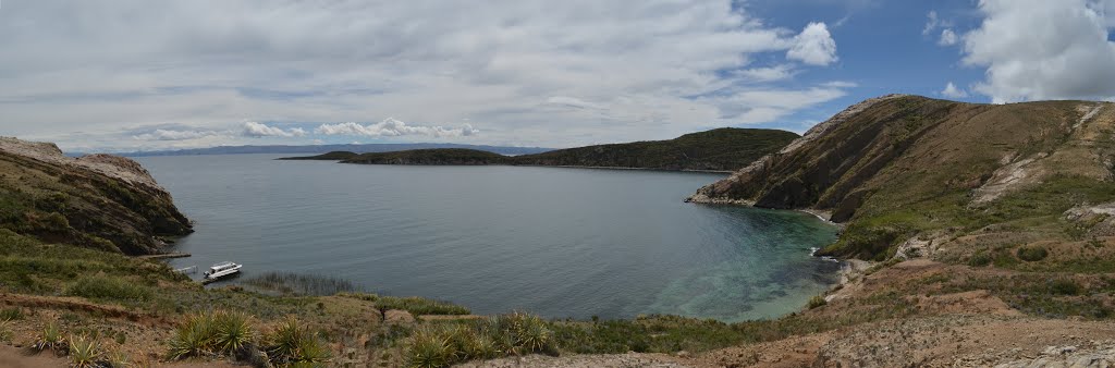 Bolivia, Titicaca Lake, Panorama of Santiago Pampa Bay of the Island of the Sun by Alexander Prolygin