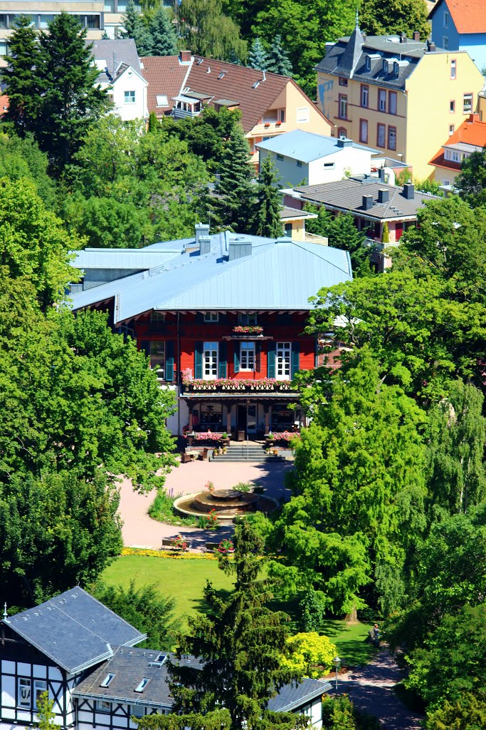 KE - Blick von der Burgmauer zur "Villa Borgnis" by Karl Eggenmüller