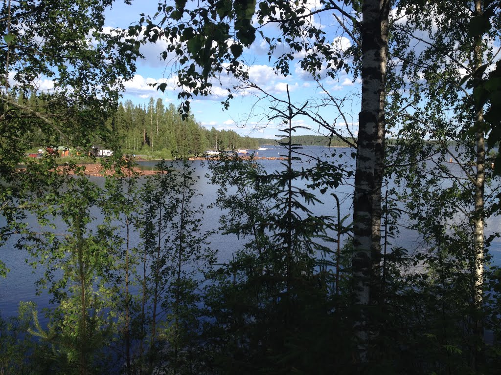 Kallavesi lake, timber in water ready for rafting by Ascenery