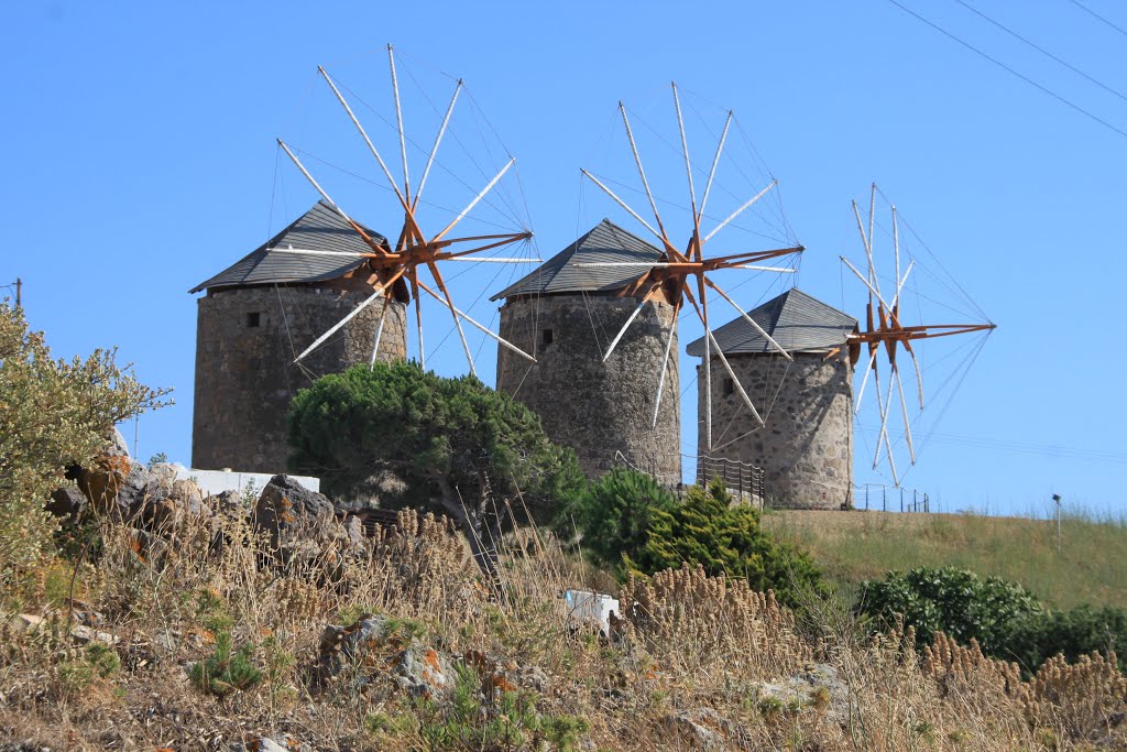 The windmills in Khora. by Odd Haldorsen