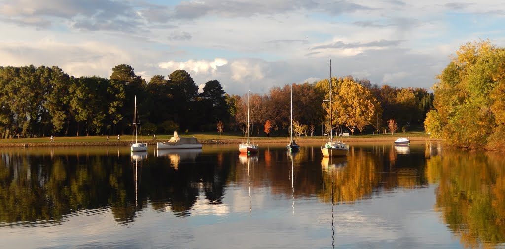 Perfect as a Picture - Lotus Bay on a Clear Autumn Day by V.J. Munslow