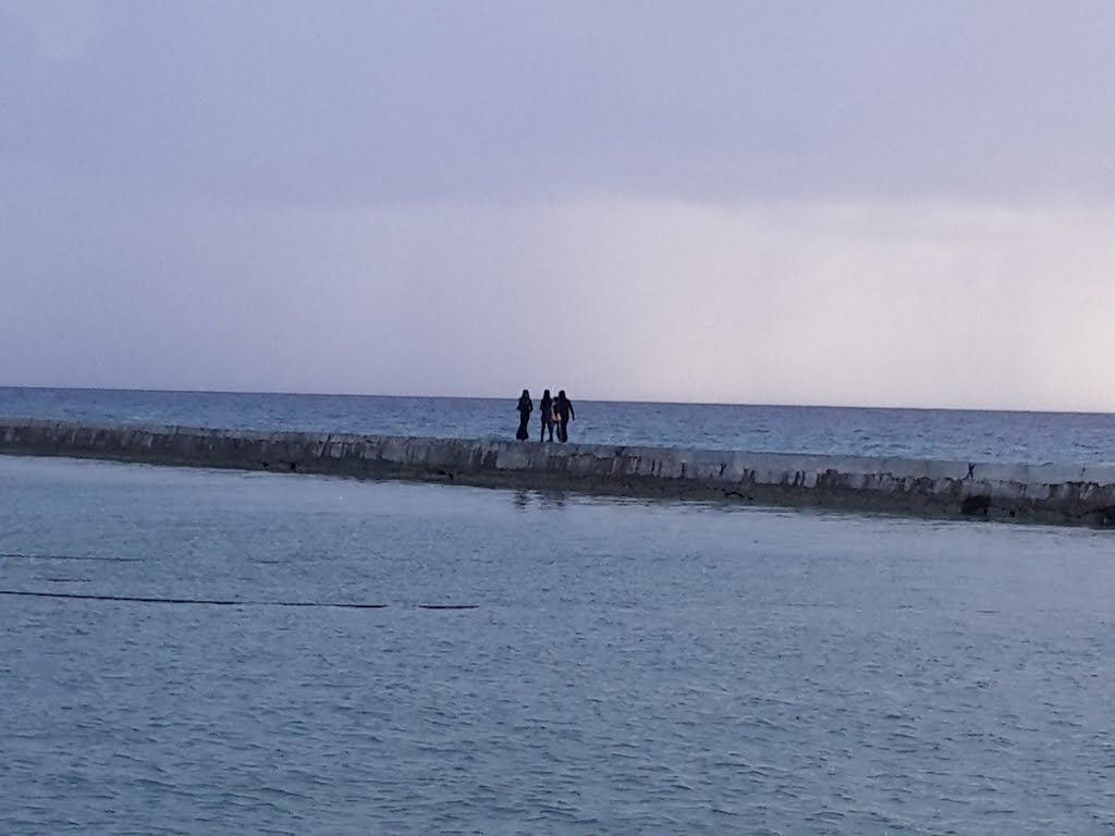 Protection wall of island Guraidhoo ގުރައިދޫ Thaa Atoll in Maldives by VK Singh