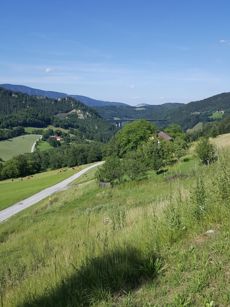 Blick von Maria Schutz auf die alte und neue Semmeringstraße by Kurt Kopeinig