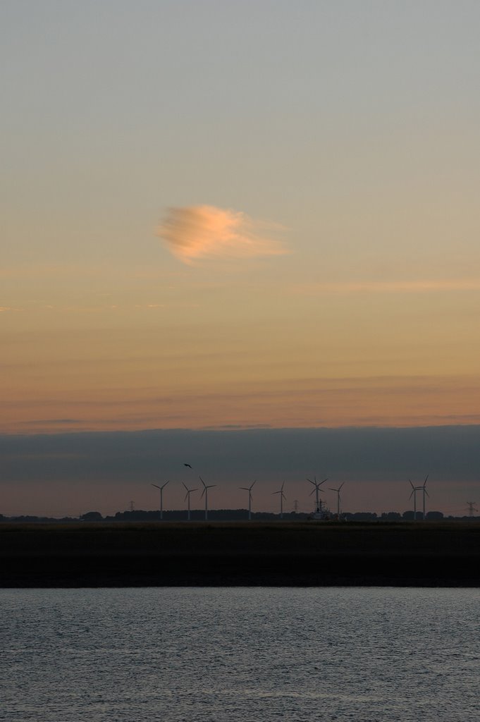 Windmills in Hansweert as seen from Kruiningen, Netherlands by Andre Speek