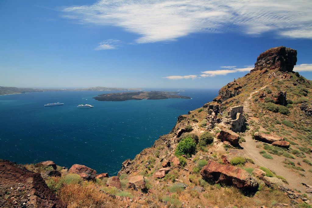 View of Skaros Rock, Santorini, Greece by Rob Gosse