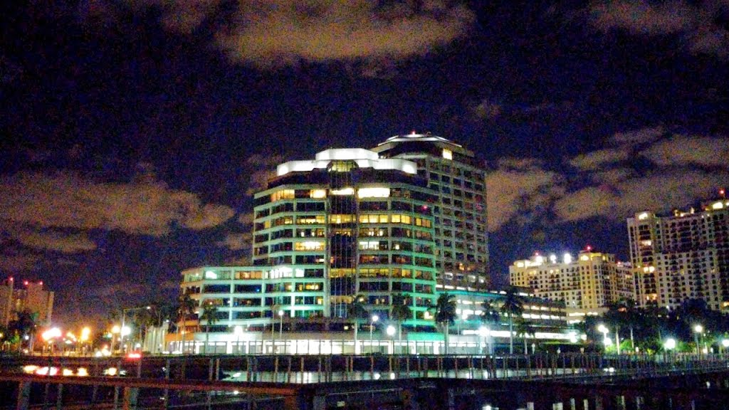 Downtown Waterfront At Night_ West Palm Beach, FL by Marsha Montoya