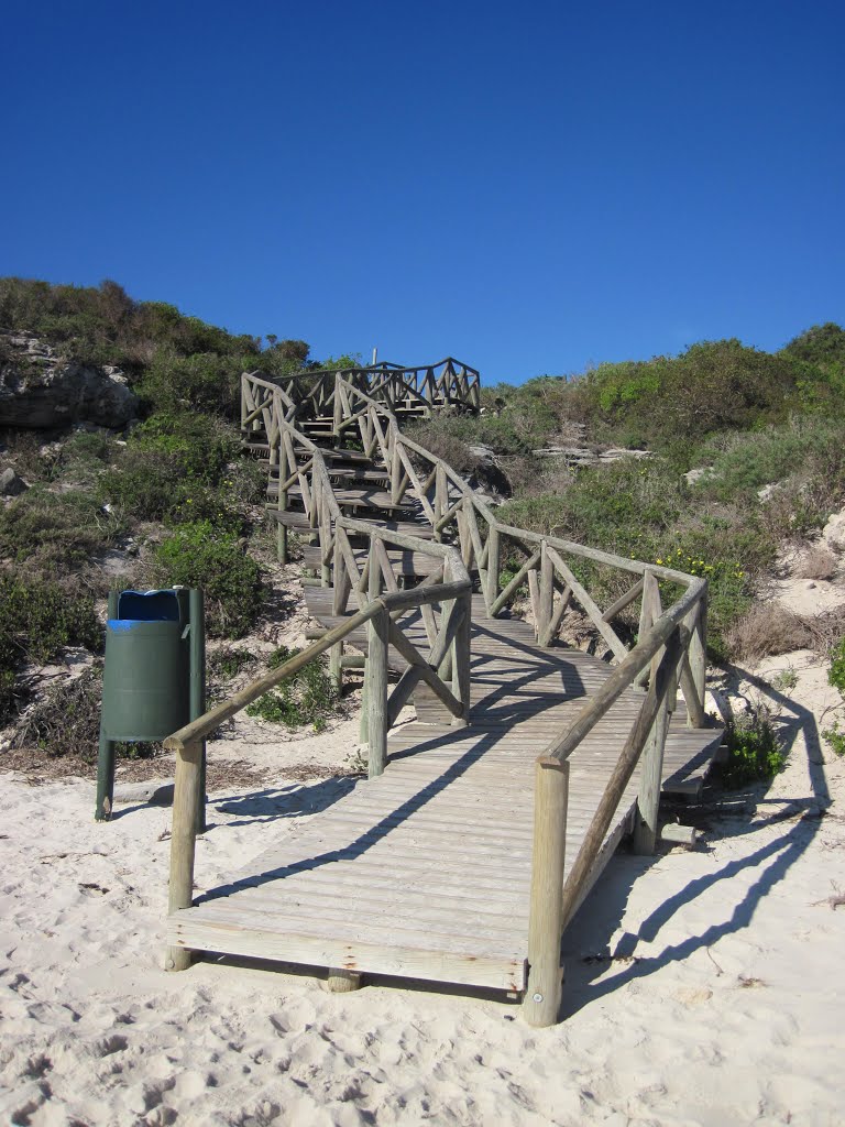 Wooden walkway up from beach by Charles Vrey