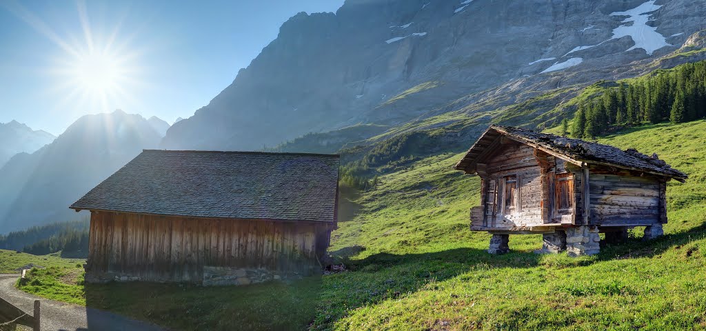 Sonnenaufgang am Fusse der Eiger Nordwand, Juli 2015 by William Von Mansory