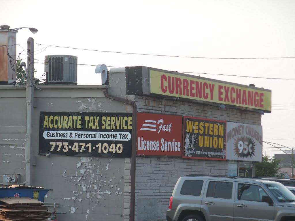 Closed Currency Exchange, Signs Still Up by Wayne Allen Sallee