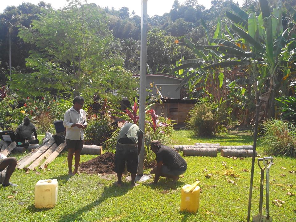 Setting up Volcano Monitoring equiptment on Watom Island, just off the North Coast of Rabaul in East New Britain, PNG, Photo by John B. Dikaung on 21-07-2015 by Peter John Tate