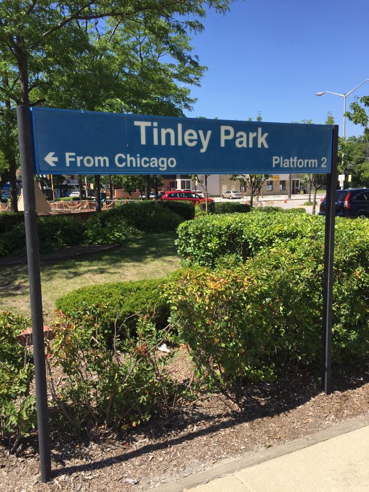 Tinley Park Train Station - platform 2 view from railroad tracks by cmnolan