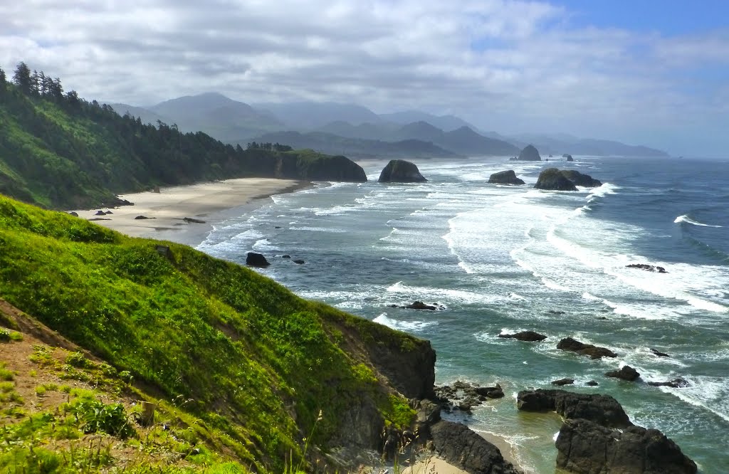 Ecola Point Park View of Canon Beach and Indian Beach by Lynn Duerksen