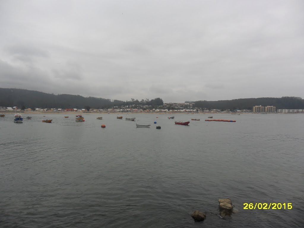 Vista hacia el balneario de Dichato al fondo, desde caleta de pescadores. by fotomau84