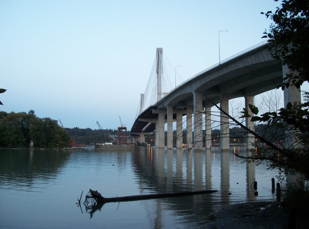 Port Mann bridge from east of Maquabeak Park by 123acme