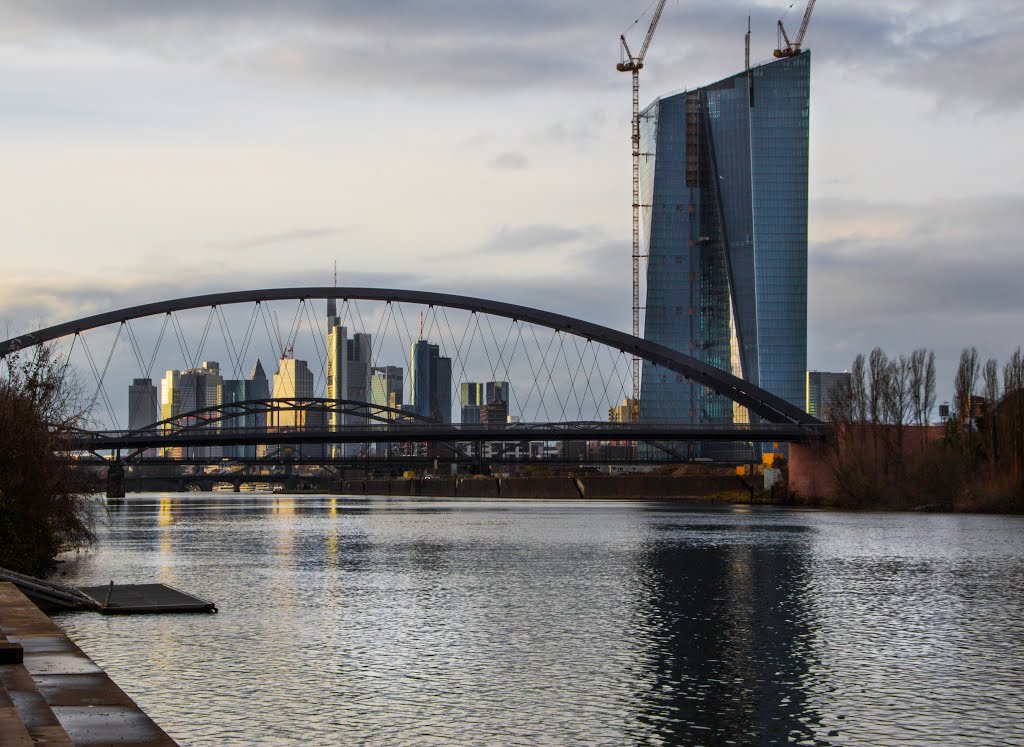 Osthafenbrücke mit Skyline blick by photo-lug85