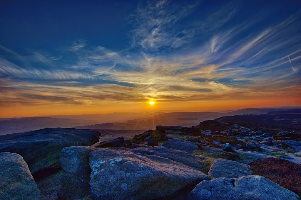 Stanage Edge Sunset HDR #1 by Richard Lawrence-Day