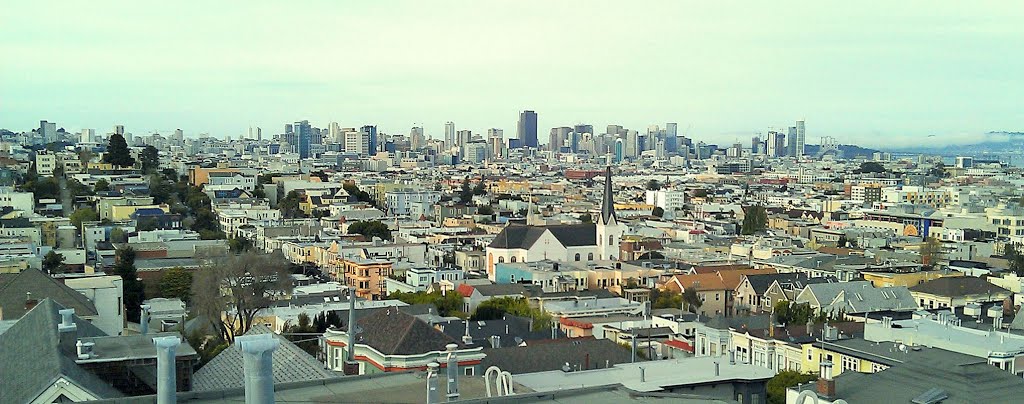 San Francisco skyline of Business Dist from Noe valley 24th Street by Chandrasekar Rajaram