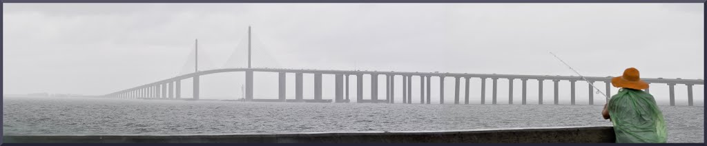 Sunshine Skyway and fisherman by Steve Gardner