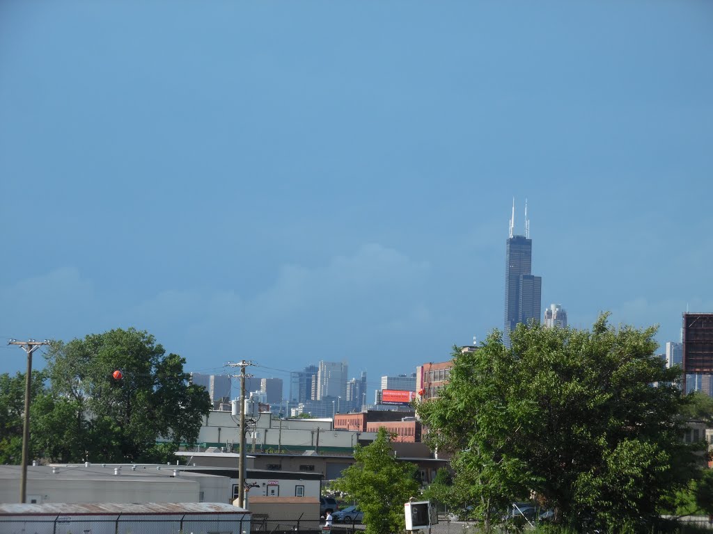 Storm Over Chicago Skyline by Wayne Allen Sallee