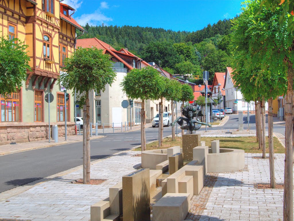 Wasungen in Thüringen, Brunnen Werra-Nixe by Siegmund Werner