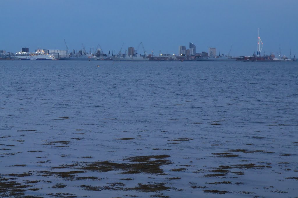 Portsmouth Harbour from Portchester - Evening View by Meic W Caerdydd