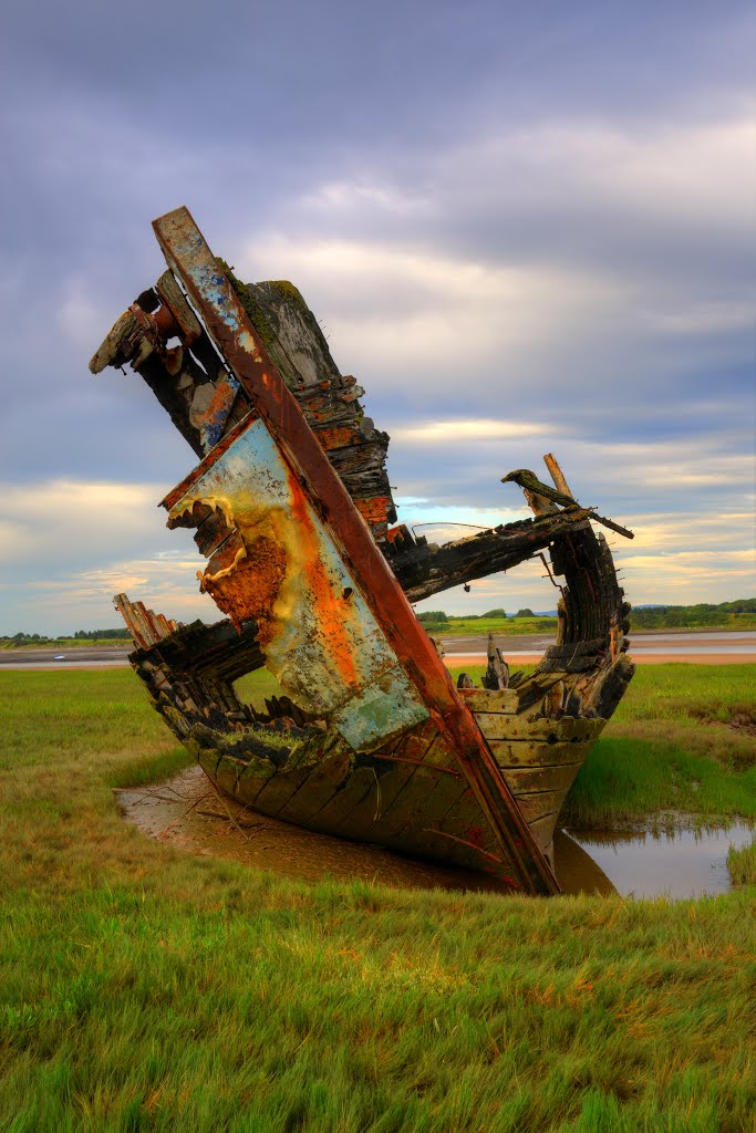 FLEETWOOD MARSH BOAT WRECK, FLEETWOOD MARSH, FLEETWOOD, LANCASHIRE, ENGLAND. by CHRIS NEWMAN