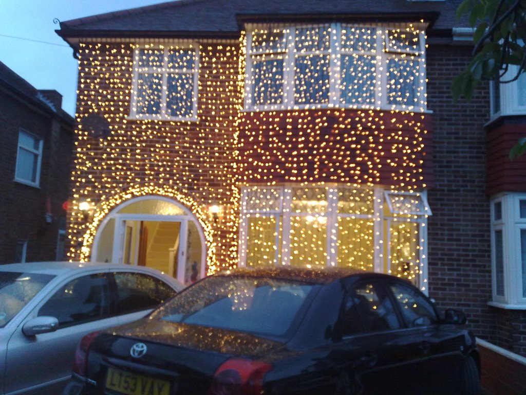 Wedding Lights on House London UK by Red Eye Jedi