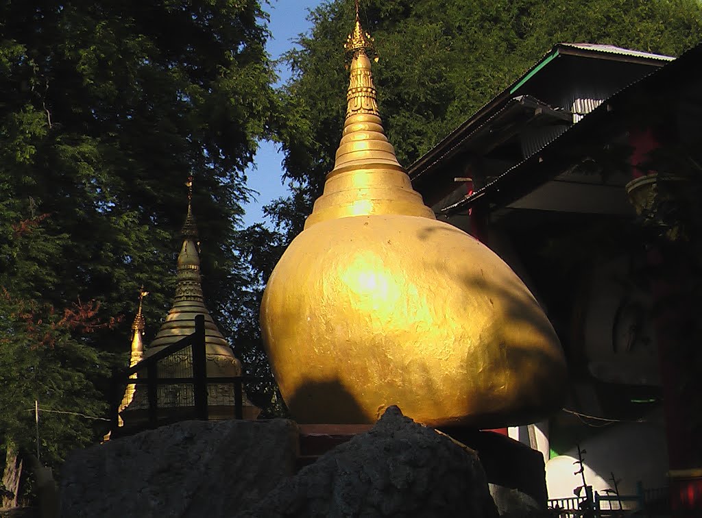 Miniature Golden Rock , at a temple not far from Ubein Bridge, Amarapura by ritterheinrich