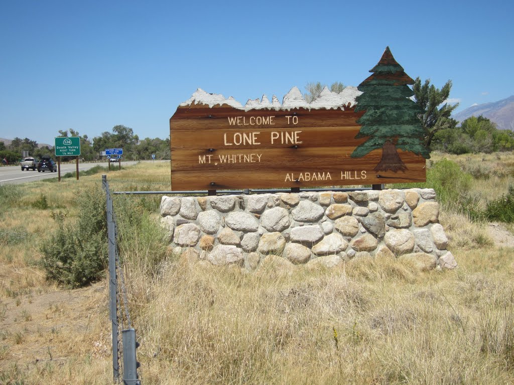 Lone Pine California Welcome Sign by Fred Helfing